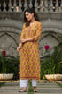 Women Musturd Ethnic Motifs Printed Pure Cotton Kurta
